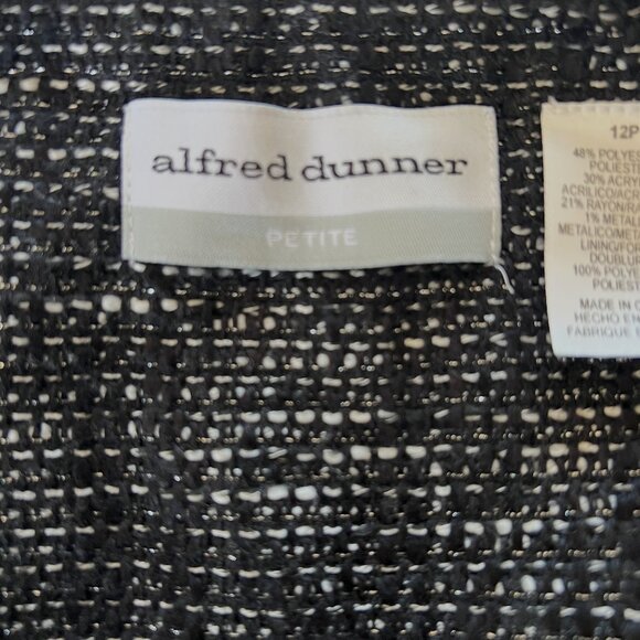 Alfred Dunner Women's Size 12P Marled Tweed Chain-Link Beaded Open Front Blazer - Picture 8 of 11